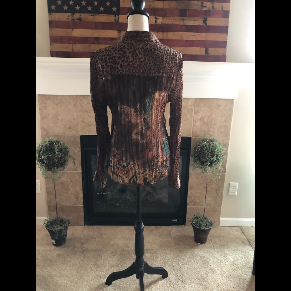 Jaipur Brown Patterned Snap Front Blouse - image 7